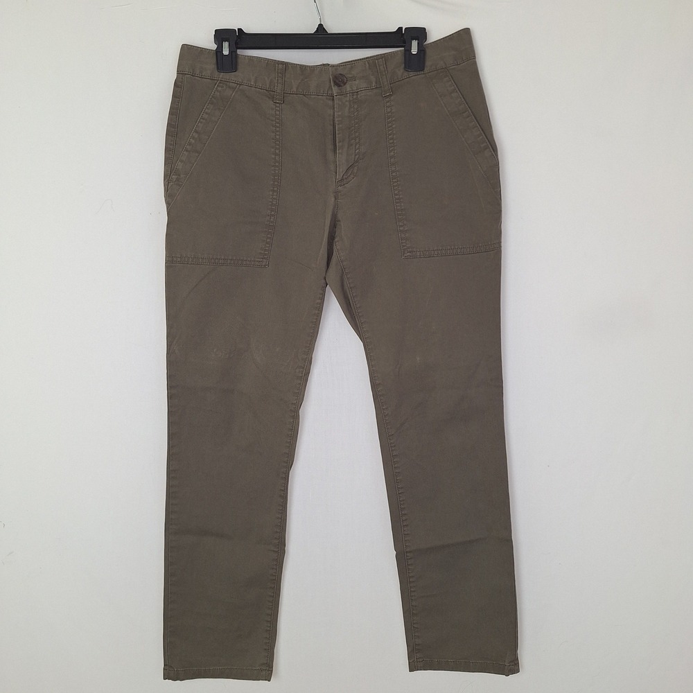 Utility Gorpcore Chino Pants Gap 6R Olive Green Slim Stretch Patch Pocket Chinos